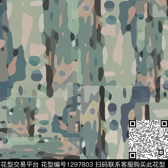 几何抽象迷彩图案数码印花花型下载（图片编号: 1297803） - 瓦栏（Walan）
