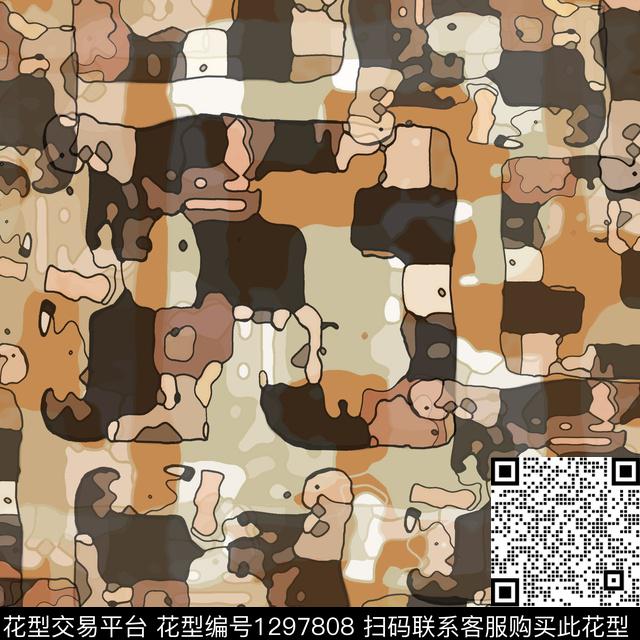 几何抽象迷彩图案数码印花花型下载（图片编号: 1297808） - 瓦栏（Walan）