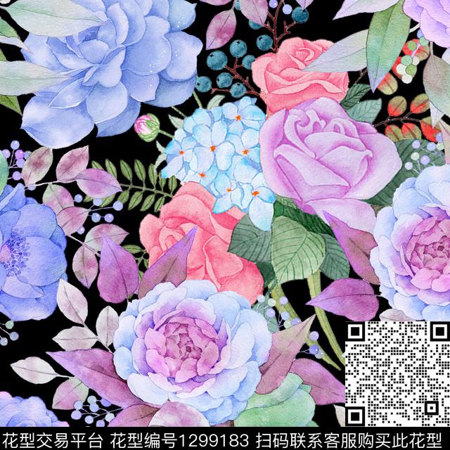 200228-2.jpg - 1299183 - 水彩花卉 满底花卉 组合花卉 - 数码印花花型 － 女装花型设计 － 瓦栏