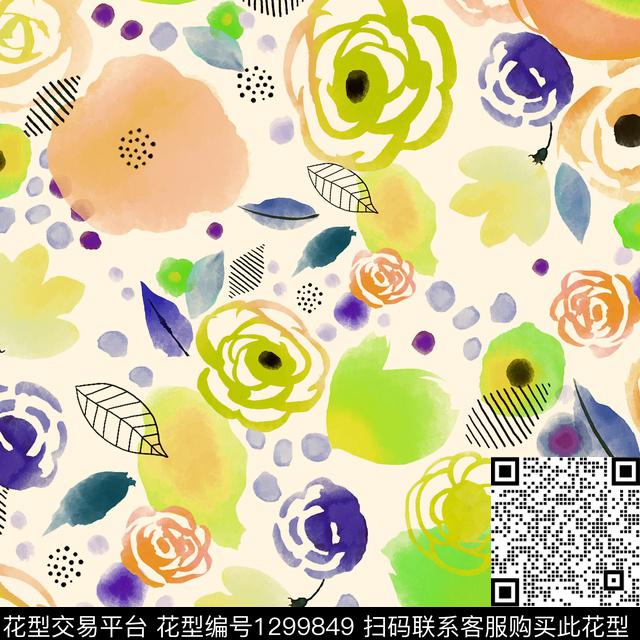 200230-2.jpg - 1299849 - 可爱 卡通花卉 数码花卉 - 数码印花花型 － 童装花型设计 － 瓦栏