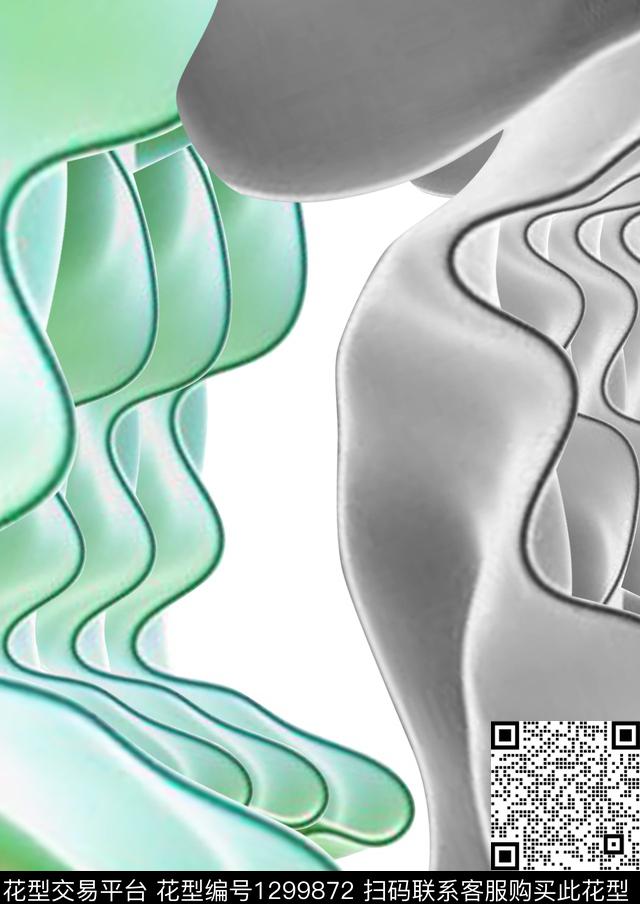 e2.jpg - 1299872 - 时尚 分形 绿色波浪 - 数码印花花型 － 女装花型设计 － 瓦栏