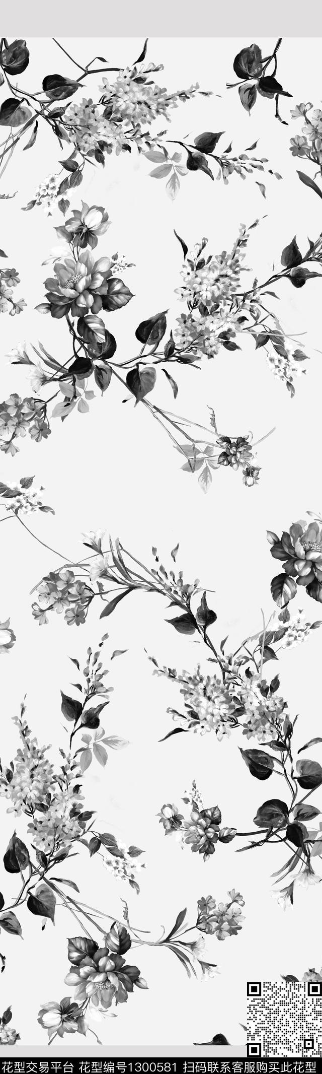 1.jpg - 1300581 - 花卉 大牌风 手绘 - 数码印花花型 － 长巾花型设计 － 瓦栏