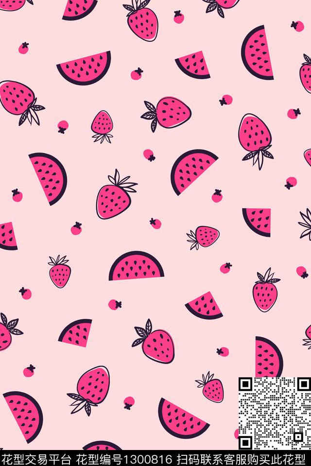 ym492-9.jpg - 1300816 - 水果 草莓 卡通 - 传统印花花型 － 童装花型设计 － 瓦栏