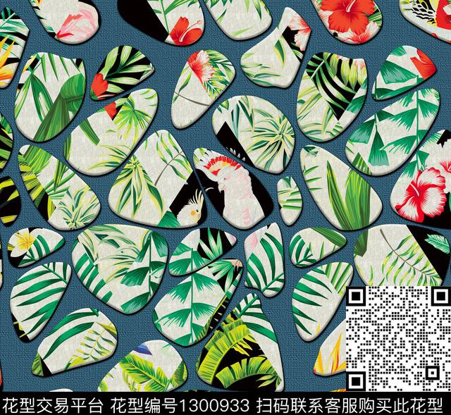 2020.2.18-1.jpg - 1300933 - 石头 花卉 绿植树叶 - 数码印花花型 － 女装花型设计 － 瓦栏