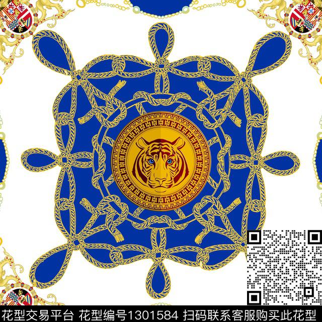 丝巾定位花数码花型方巾数码印花花型下载（图片编号: 1301584） - 瓦栏（Walan）
