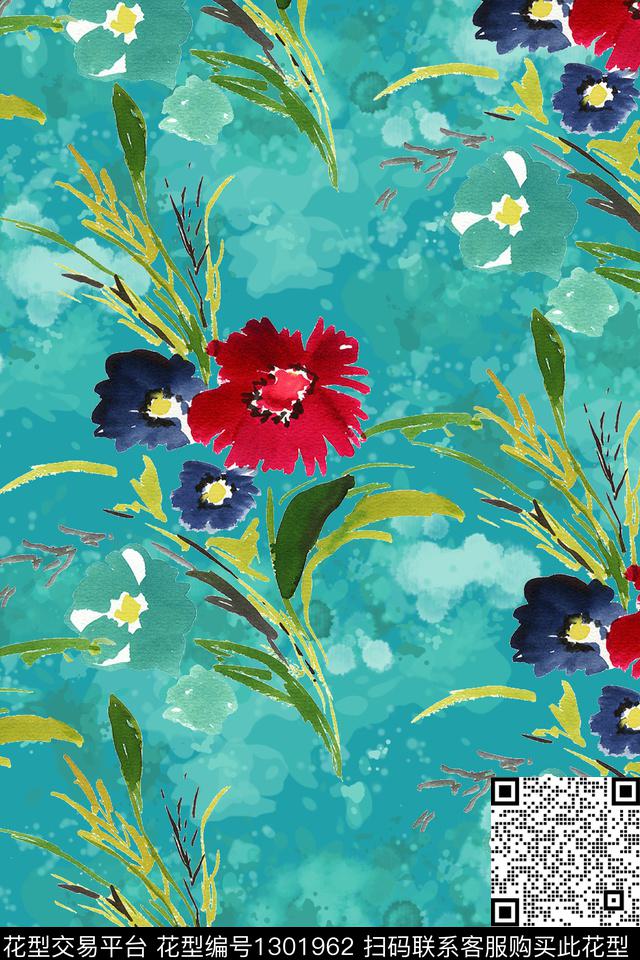 2020-3-7.jpg - 1301962 - 水彩 花卉 旗袍 - 数码印花花型 － 女装花型设计 － 瓦栏