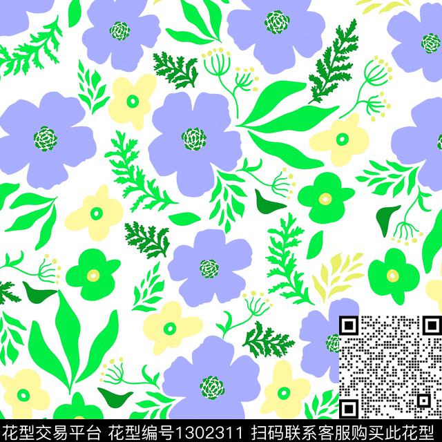 200246-3.jpg - 1302311 - 可爱 花卉 春夏花型 - 传统印花花型 － 童装花型设计 － 瓦栏