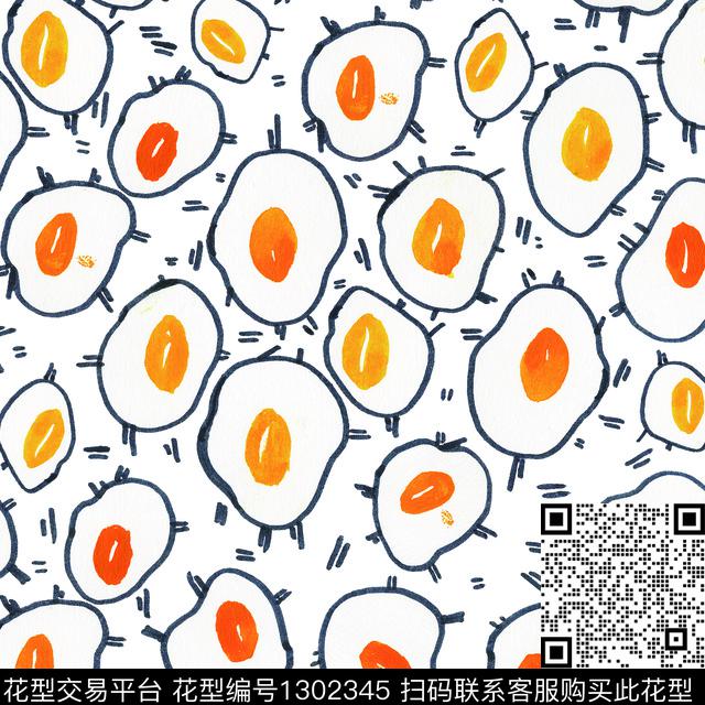 200247-1.jpg - 1302345 - 卡通 趣味 手绘鸡蛋 - 传统印花花型 － 童装花型设计 － 瓦栏