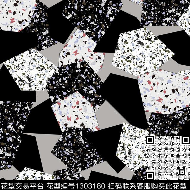 20200309-斑点碎片.jpg - 1303180 - 数码花型 黑白花型 抽象 - 数码印花花型 － 女装花型设计 － 瓦栏