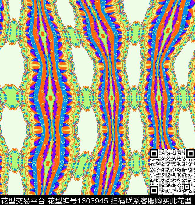 条纹 民族风.jpg - 1303945 - 线条 民族风 抽象 - 数码印花花型 － 女装花型设计 － 瓦栏