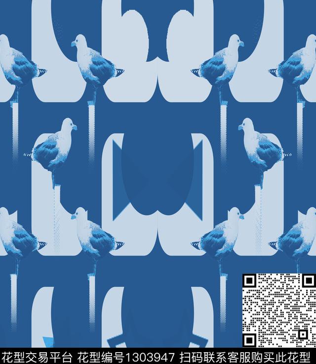 900092.jpg - 1303947 - 几何 动物 抽象 - 数码印花花型 － 床品花型设计 － 瓦栏