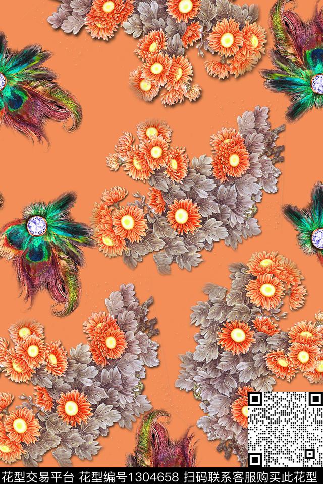 R0139.jpg - 1304658 - 花卉 中国 中老年 - 数码印花花型 － 女装花型设计 － 瓦栏