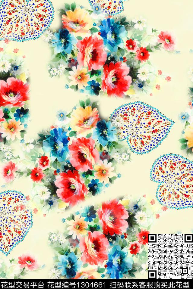 R0142.jpg - 1304661 - 花卉 旗袍 中国 - 数码印花花型 － 女装花型设计 － 瓦栏