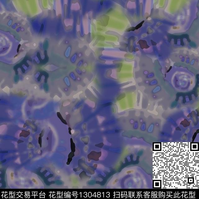 200304-数字抽象-1-00.jpg - 1304813 - 抽象 迷彩图案 扎染花型 - 数码印花花型 － 泳装花型设计 － 瓦栏
