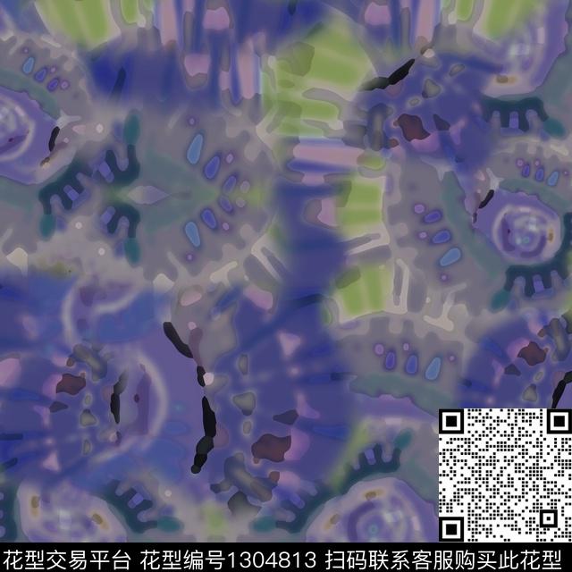 抽象迷彩图案扎染花型数码印花花型下载（图片编号: 1304813） - 瓦栏（Walan）