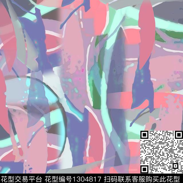 200304-数字抽象-2-3.jpg - 1304817 - 大牌风 抽象 迷彩图案 - 数码印花花型 － 泳装花型设计 － 瓦栏