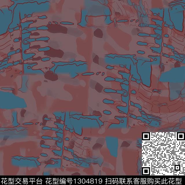 抽象男装休闲花卉迷彩图案数码印花花型下载（图片编号: 1304819） - 瓦栏（Walan）