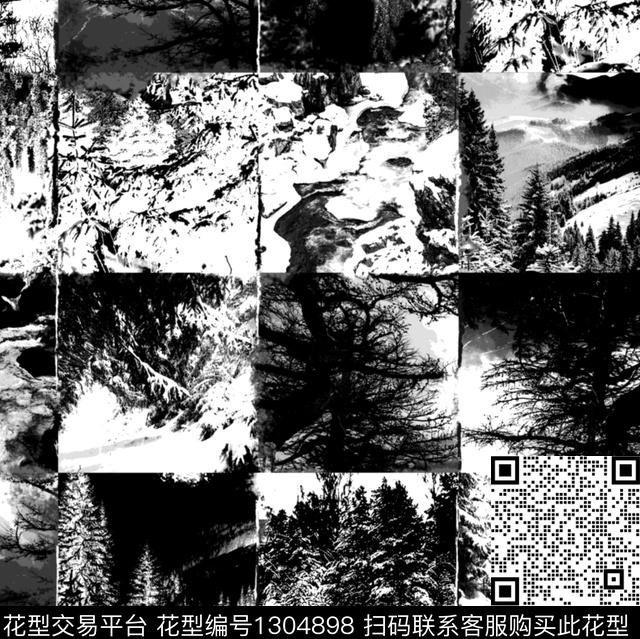 DDD.jpg - 1304898 - 手绘 雪山 树 - 数码印花花型 － 男装花型设计 － 瓦栏