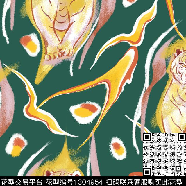 插画动物大牌风传统印花花型下载（图片编号: 1304954） - 瓦栏（Walan）