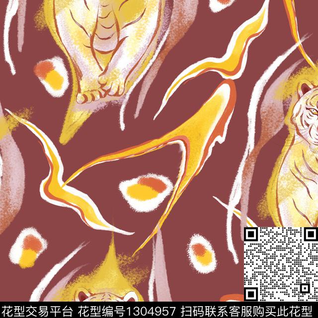 插画动物动物纹传统印花花型下载（图片编号: 1304957） - 瓦栏（Walan）