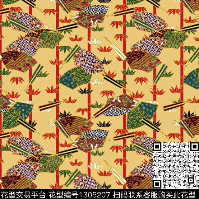 zoeq3143p.jpg - 1305207 - 深圳 几何 扇子 - 传统印花花型 － 女装花型设计 － 瓦栏