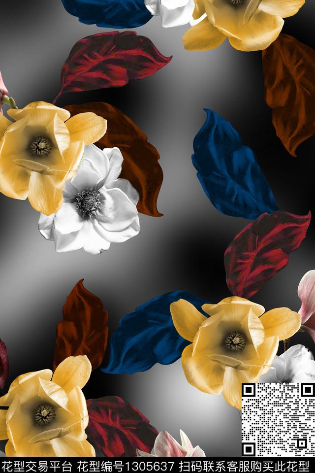白底花-分层.jpg - 1305637 - 数码花型 花卉 - 数码印花花型 － 女装花型设计 － 瓦栏