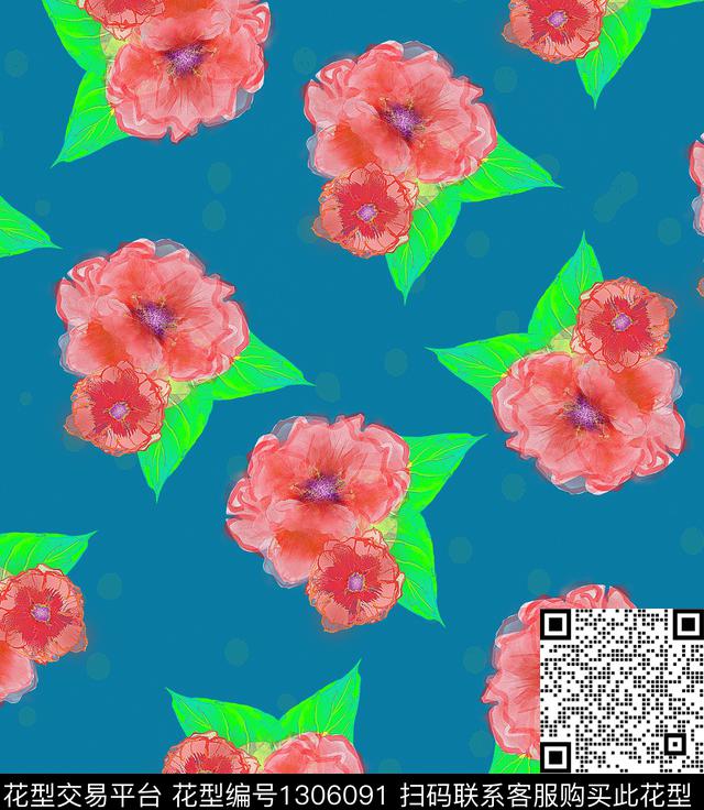 888727.jpg - 1306091 - 花卉 抽象 混合拼接 - 数码印花花型 － 女装花型设计 － 瓦栏