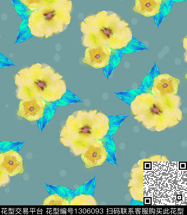 88872.jpg - 1306093 - 花卉 抽象 混合拼接 - 数码印花花型 － 女装花型设计 － 瓦栏