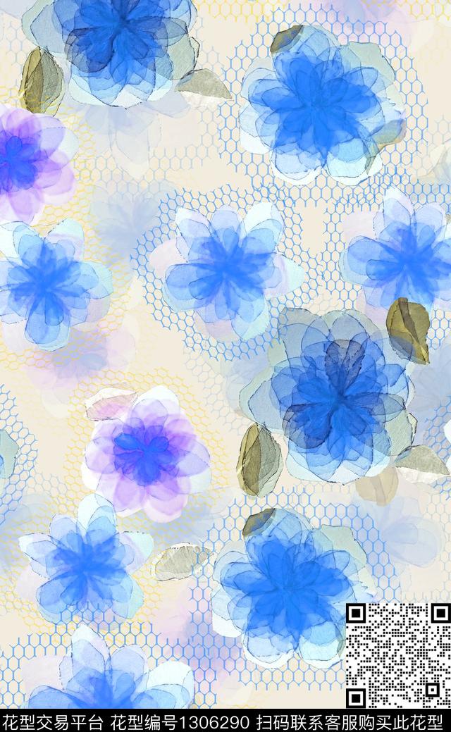 A00008-1.jpg - 1306290 - 小碎花 花卉 网布蕾丝 - 数码印花花型 － 女装花型设计 － 瓦栏