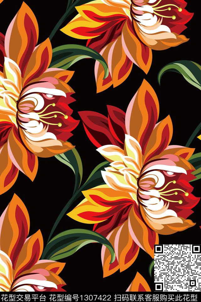 2020-3-23.jpg - 1307422 - 菊花 复古 花卉 - 传统印花花型 － 女装花型设计 － 瓦栏