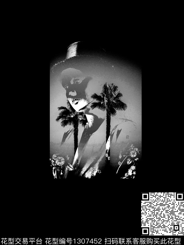 q00003.jpg - 1307452 - 抽象男装 植物椰树 渐变印花 - 数码印花花型 － 女装花型设计 － 瓦栏
