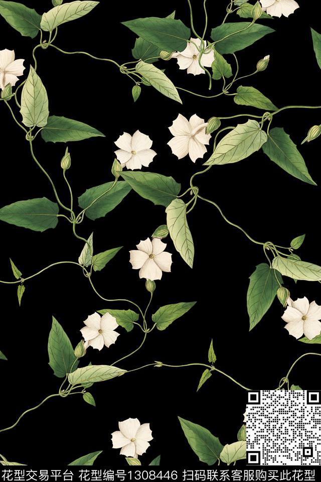 花卉大牌风水彩花卉数码印花花型下载（图片编号: 1308446） - 瓦栏（Walan）