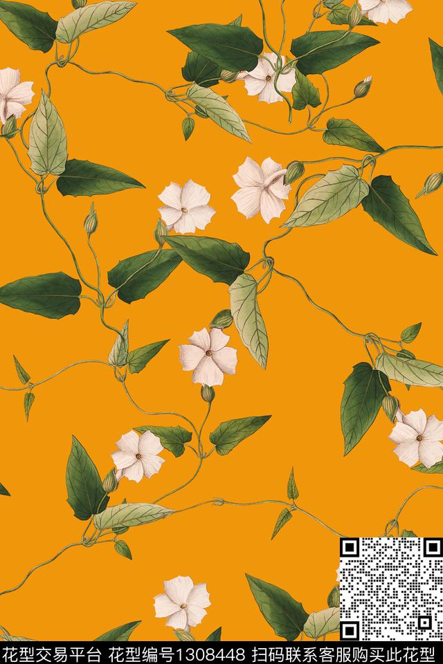 花卉大牌风水彩花卉数码印花花型下载（图片编号: 1308448） - 瓦栏（Walan）