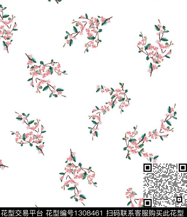 guan427.jpg - 1308461 - 水彩 花卉 白底花 - 数码印花花型 － 女装花型设计 － 瓦栏