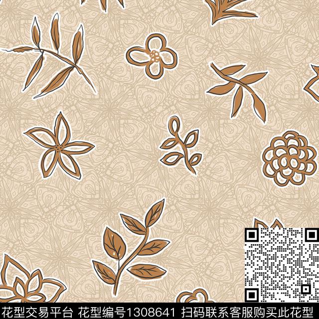 AG-0012.jpg - 1308641 - 抽象 小碎花 绿植树叶 - 传统印花花型 － 女装花型设计 － 瓦栏