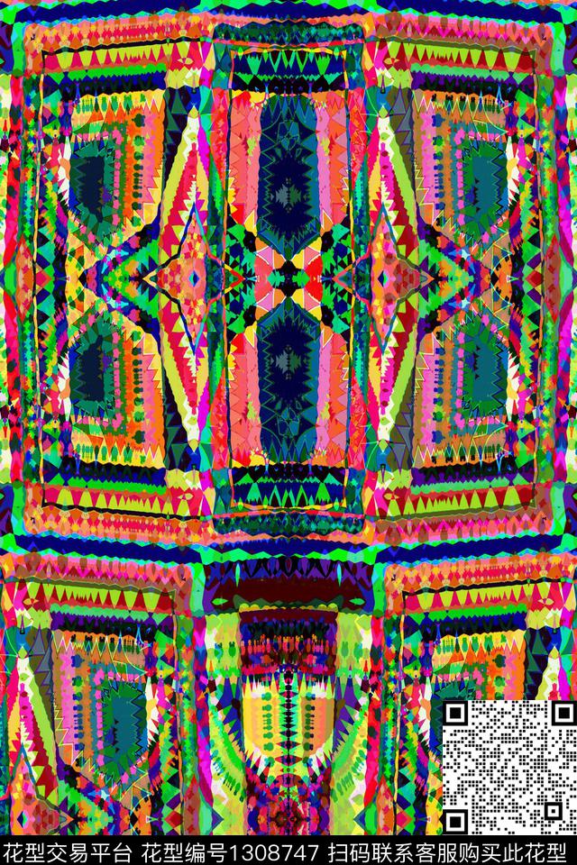 波西米亚   色彩.jpg - 1308747 - 几何 波西米亚 抽象 - 数码印花花型 － 女装花型设计 － 瓦栏