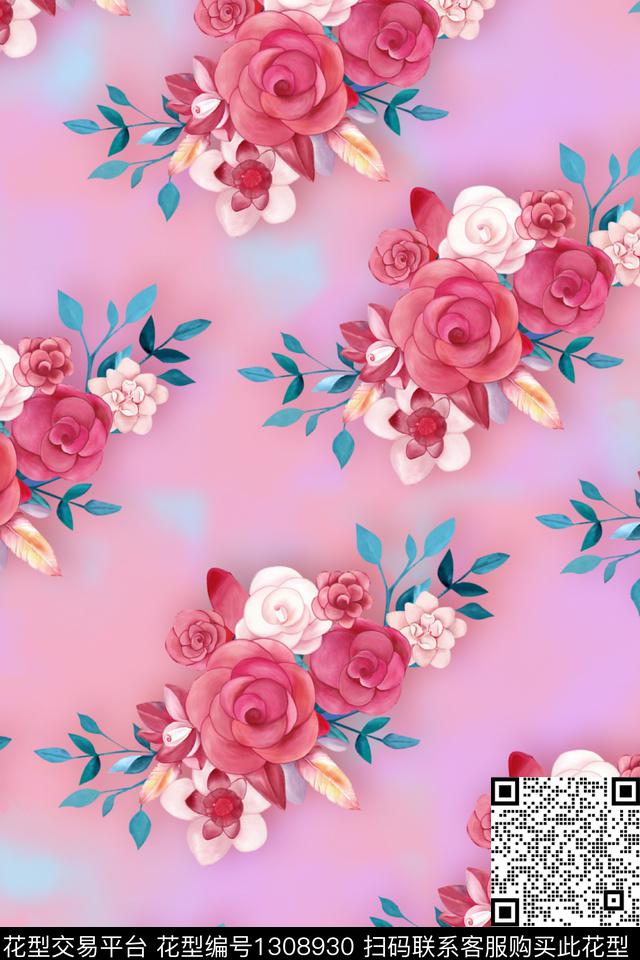 2020-3-27.jpg - 1308930 - 水彩 玫瑰花 花卉 - 数码印花花型 － 女装花型设计 － 瓦栏