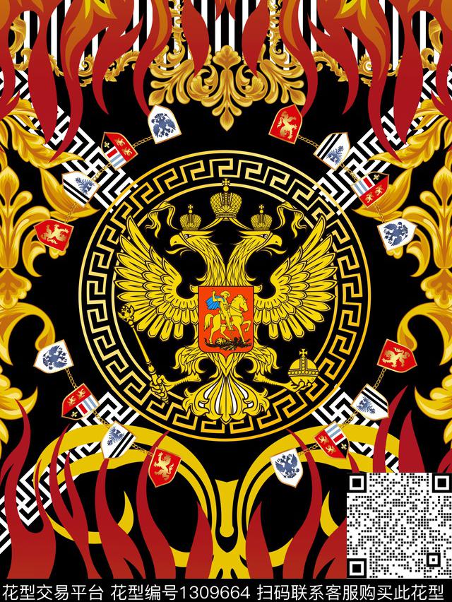 男装定位花火古典花纹数码印花花型下载（图片编号: 1309664） - 瓦栏（Walan）