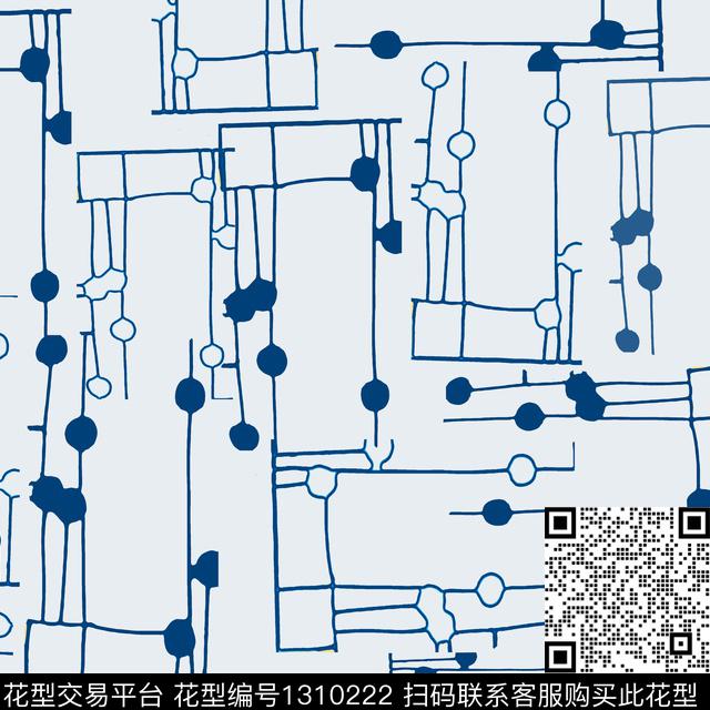 几何抽象手绘线条笔触传统印花花型下载（图片编号: 1310222） - 瓦栏（Walan）