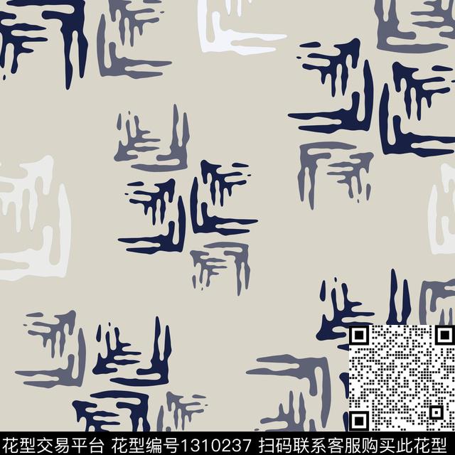 几何抽象手绘线条笔触传统印花花型下载（图片编号: 1310237） - 瓦栏（Walan）