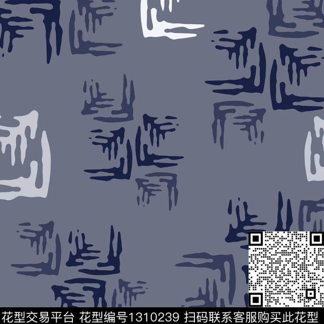 几何抽象手绘线条笔触传统印花花型下载（图片编号: 1310239） - 瓦栏（Walan）