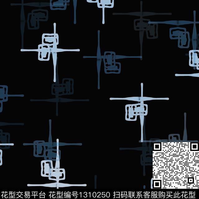 几何格子手绘线条笔触数码印花花型下载（图片编号: 1310250） - 瓦栏（Walan）