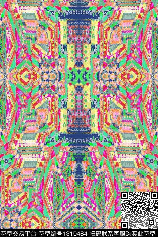 满底    民 族风.jpg - 1310484 - 波西米亚 大牌风 抽象 - 数码印花花型 － 女装花型设计 － 瓦栏
