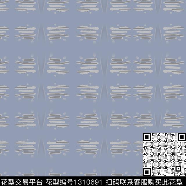 男装休闲花卉手绘线条笔触条纹图案数码印花花型下载（图片编号: 1310691） - 瓦栏（Walan）