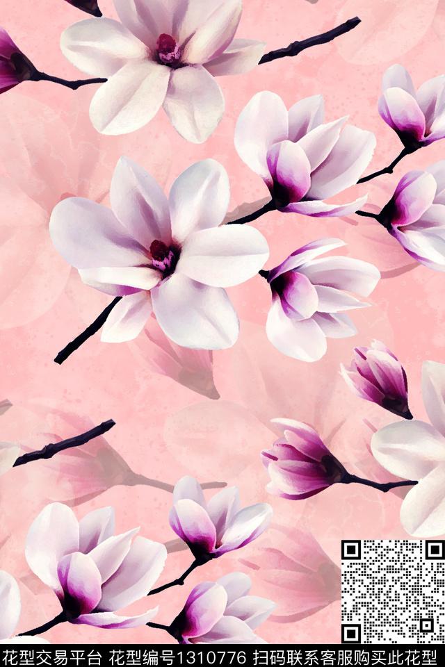 2020-3-31.jpg - 1310776 - 水彩 手绘 桃花 - 数码印花花型 － 女装花型设计 － 瓦栏