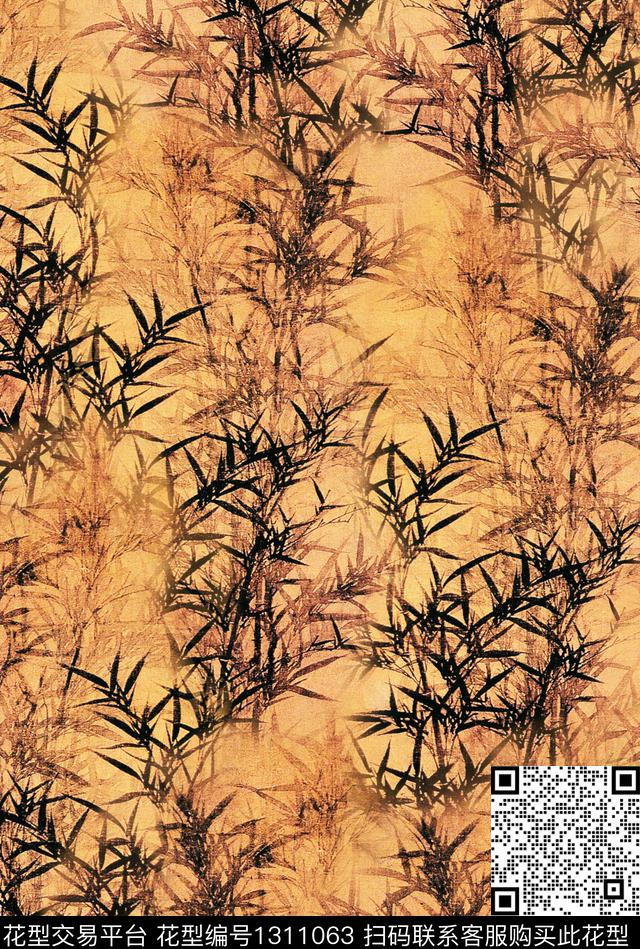 植物竹子国风数码印花花型下载（图片编号: 1311063） - 瓦栏（Walan）