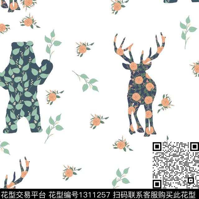 43 动物装饰.jpg - 1311257 - 图案——手绘 图案——面料 图案——家纺 - 传统印花花型 － 床品花型设计 － 瓦栏