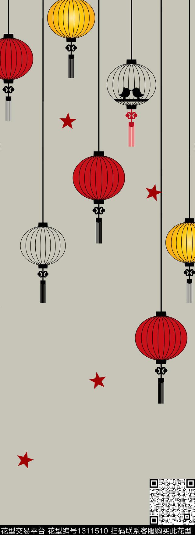 定位花几何中国风传统印花花型下载（图片编号: 1311510） - 瓦栏（Walan）