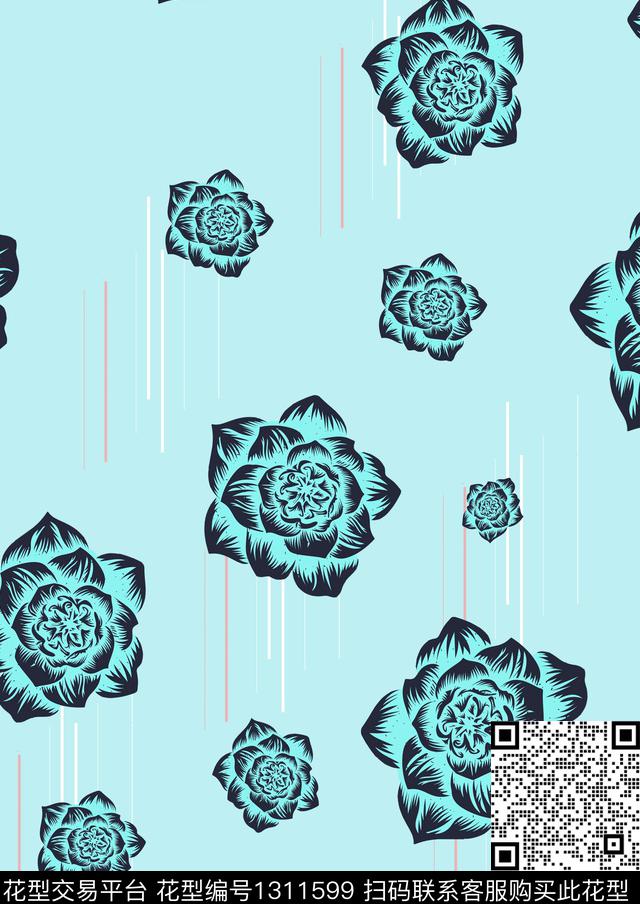 11111.jpg - 1311599 - 颜色 简约 海洋 - 传统印花花型 － 女装花型设计 － 瓦栏