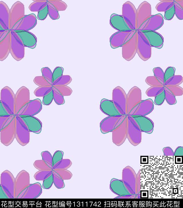 12212.jpg - 1311742 - 线条 绘画 花卉 - 数码印花花型 － 女装花型设计 － 瓦栏
